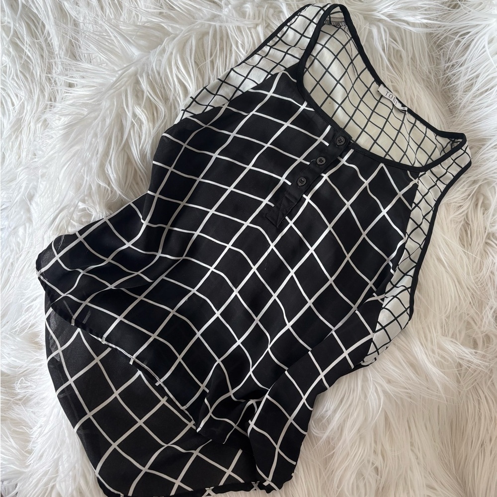 Tobi Black and White Grid tank top